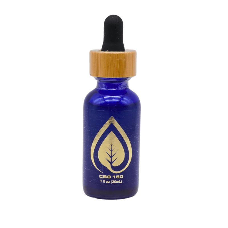 Water Soluble CBG Tincture with bamboo dropper and gold Active CBD Oil leaf