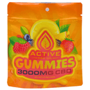 bright orange CBD gummy bag with lemons and strawberries 