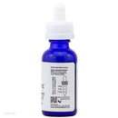 CBD tincture bottle with dropper featuring dosage instructions and specifications for potency.