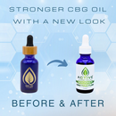 Comparison of old CBG tinture packaging to new CBG tincture packaging with green label