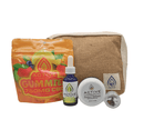 full cbd starter kit showing four products with a hemp bag behind it