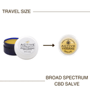 Example of original 1100mg CBD salve with travel sized version