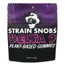 Purple bag of THC gummies with strain snobs logo